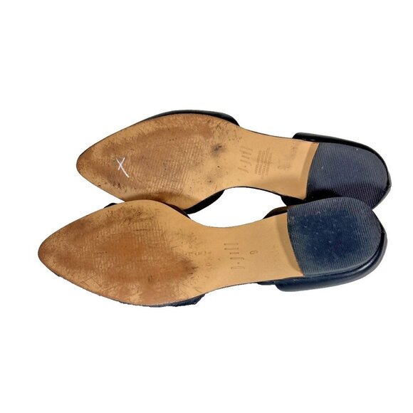 J Jill Elegant Black Leather Flats Dorsay Floral Pointed Toe Paris Chic Size 9 - Picture 9 of 11